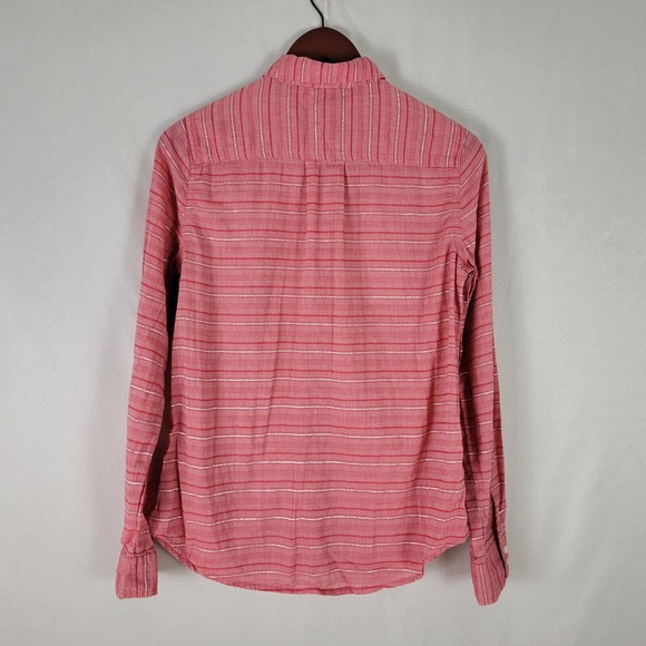 St. John's Bay Womens Shirt Small Top Pink Red Striped Long Sleeve Button Down - Picture 2 of 11